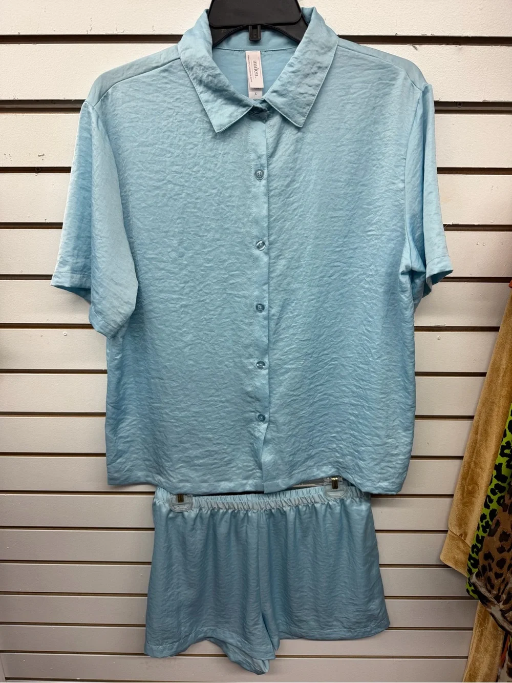 Auden Light Blue Short Sleeve Button Pajama Set